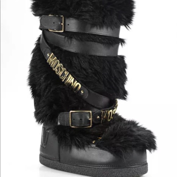 moschino faux fur boots